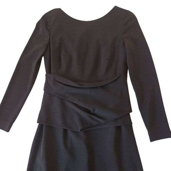 A-K-R-I-S Punto Womens Crew Drape Detail Long Sleeve Shift Dress Black Small - Picture 4 of 12